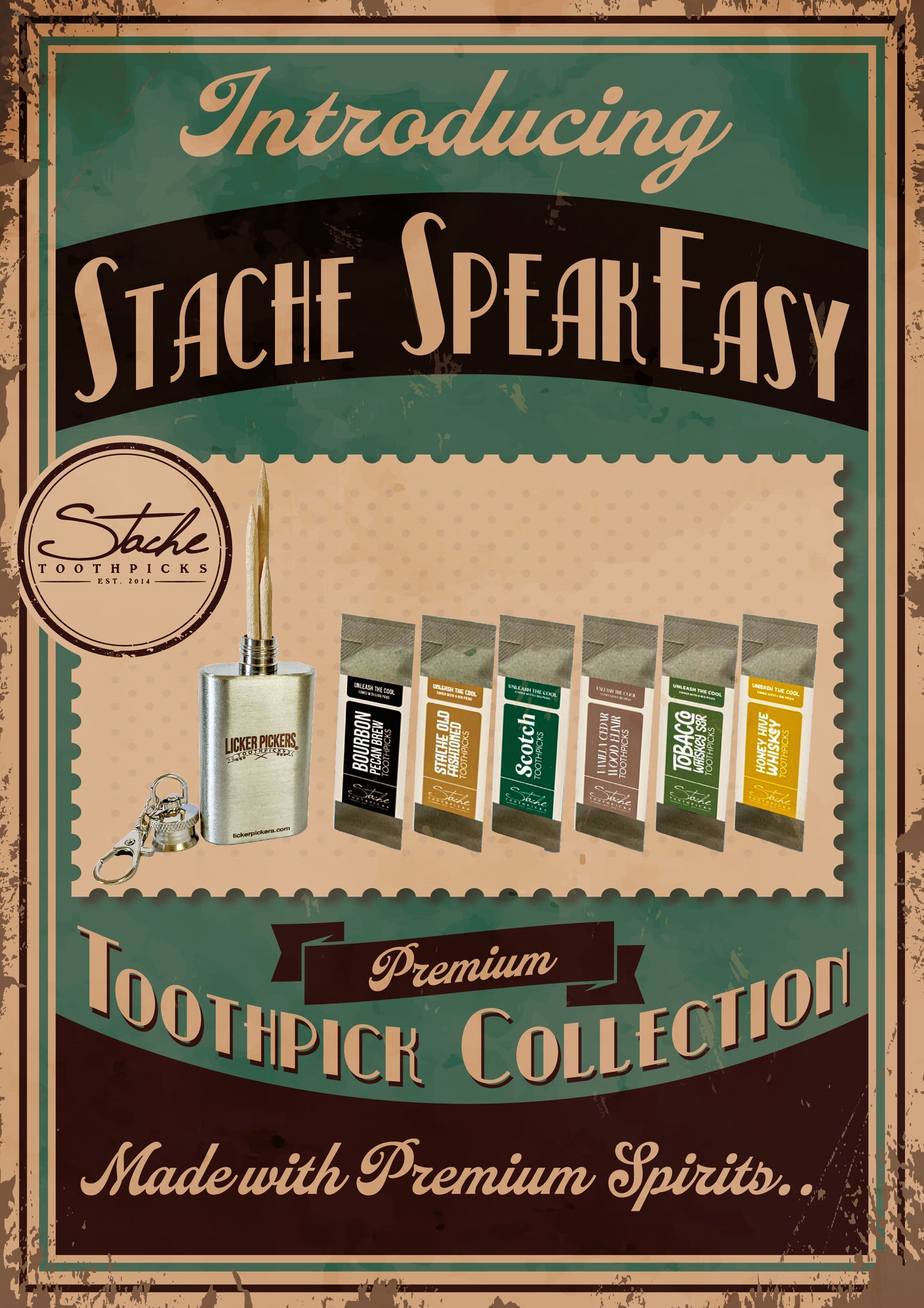 Stache Toothpicks - Speak Easy Collection